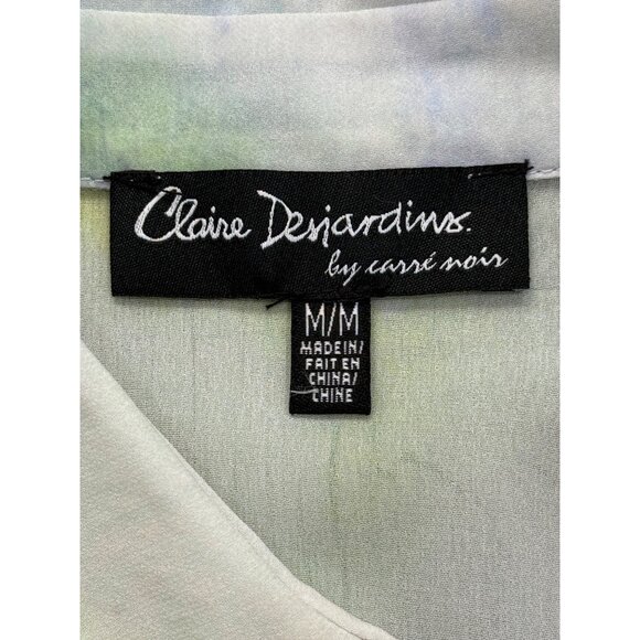 Claire Desjardins Button-Up Tunic Sheer Abstract Top Purple Yellow Womens Size M - Picture 4 of 8